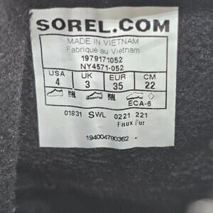 Sorel Whitney II Joan Boots Youth Kids 4 Gray Lace Up Faux Fur Waterproof Snow